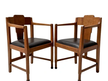 Two Art Deco Amsterdamse School Armchairs, by Frits Spanjaard, 1920s
